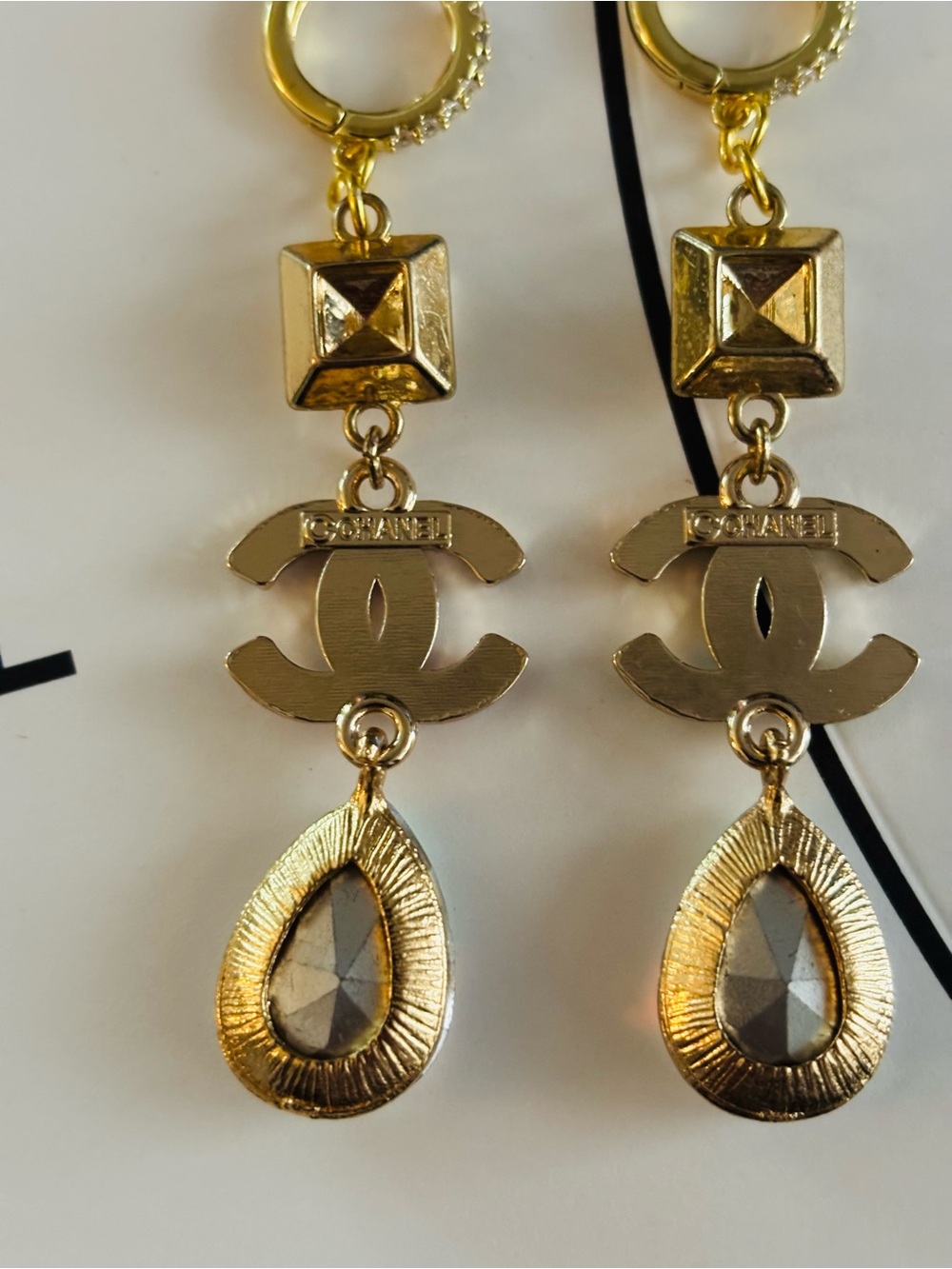 Iridescent Gold Tone Earrings with Authentic Hardware & Chanel Box - Picture 4 of 4